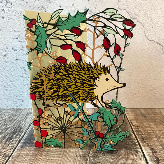 Winters Tale Hedgehog Lasercut Christmas Card GCX1049