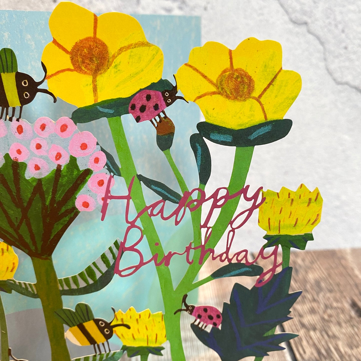 Bee, Ladybird and Starflower Lasercut Card, by Monika Fordsberg GC2266