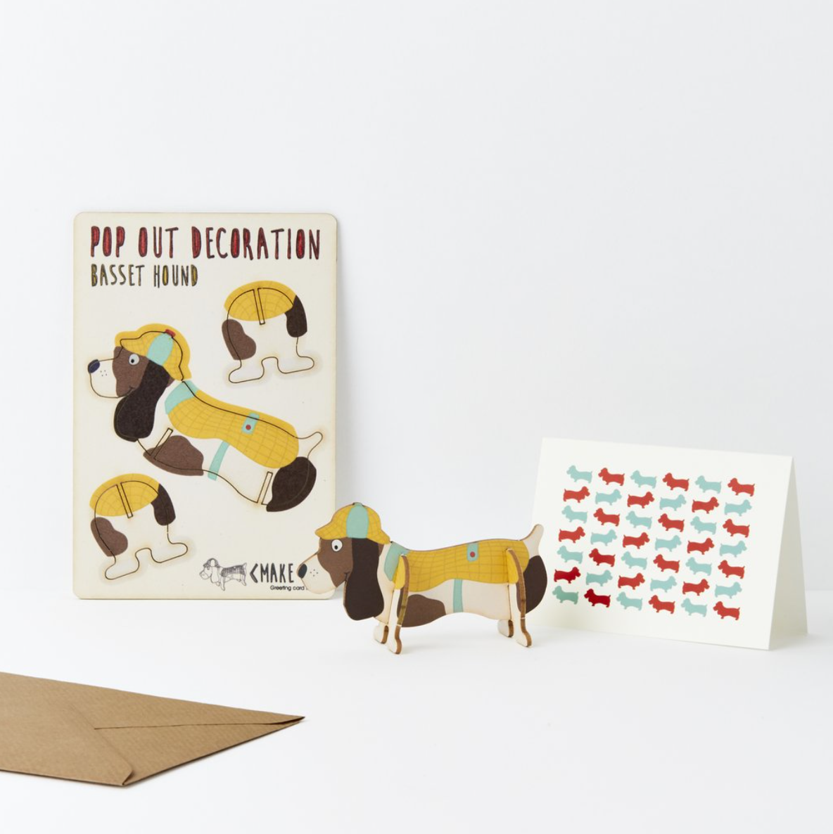 Basset Hound Pop Out Decoration and Card