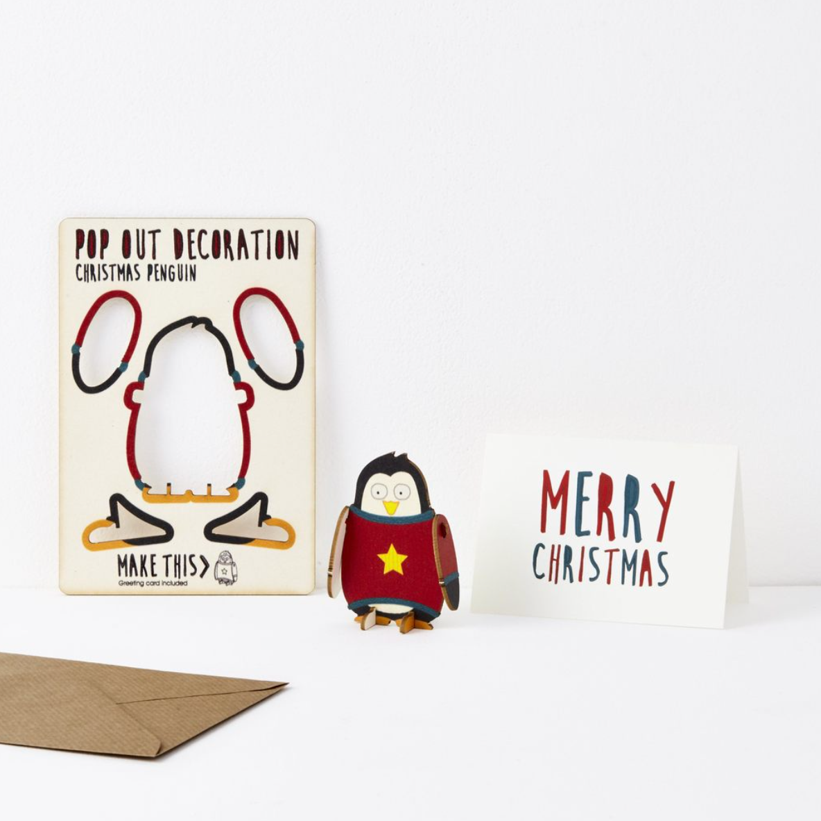 Christmas Penguin Pop Out Decoration and Card