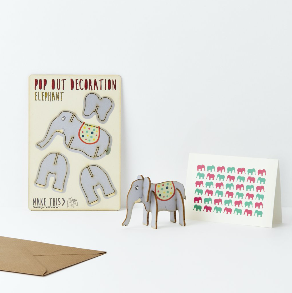 Elephant Pop Out Decoration and Card