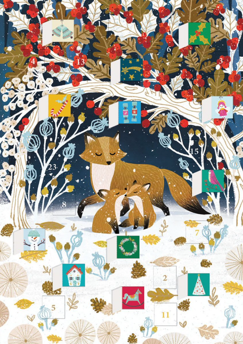Frosty Forest Fox Mini Advent Calendar Card by Antoana Oreski ACC071