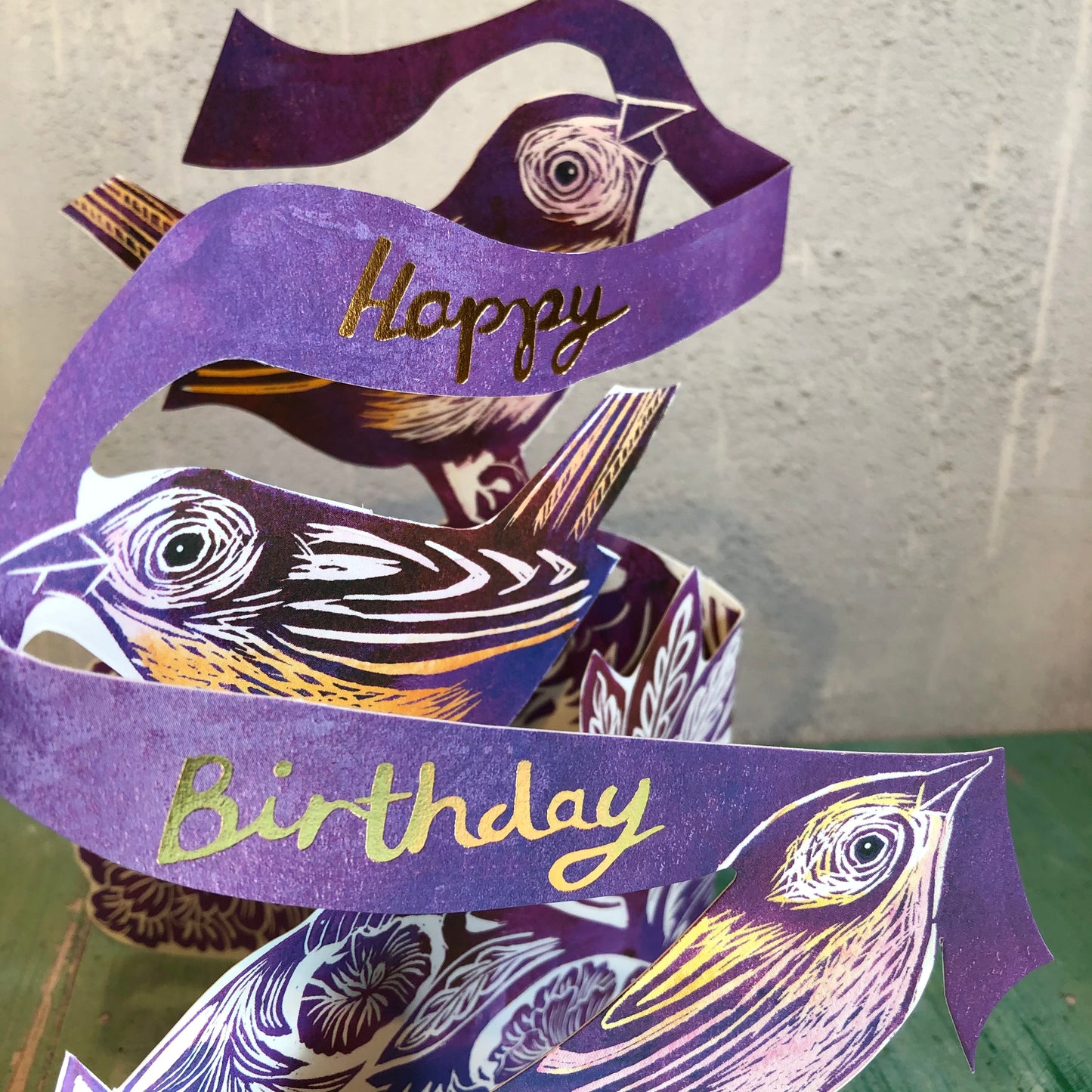 3D Birthday Birds by Printmaker Judy Lumley