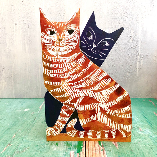 3D Love Cats by Printmaker Judy Lumley