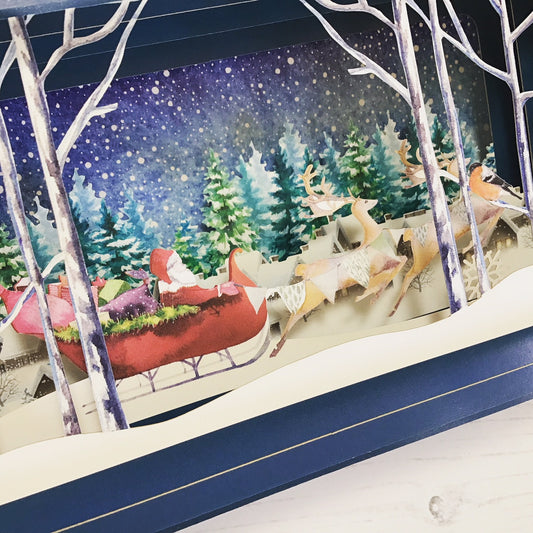 Message in a Bottle 3D Card - Santa and Sleigh XMIB005