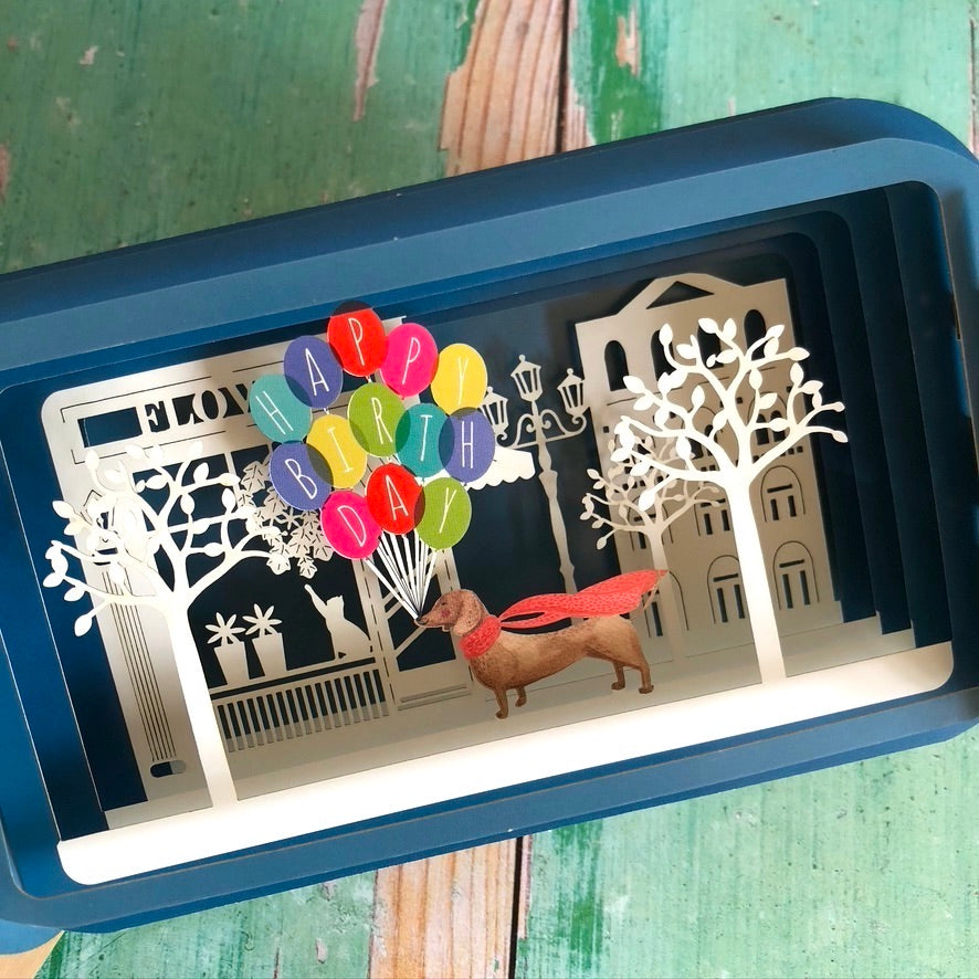 Message in a Bottle 3D Card - Birthday Balloon Dog MIB093