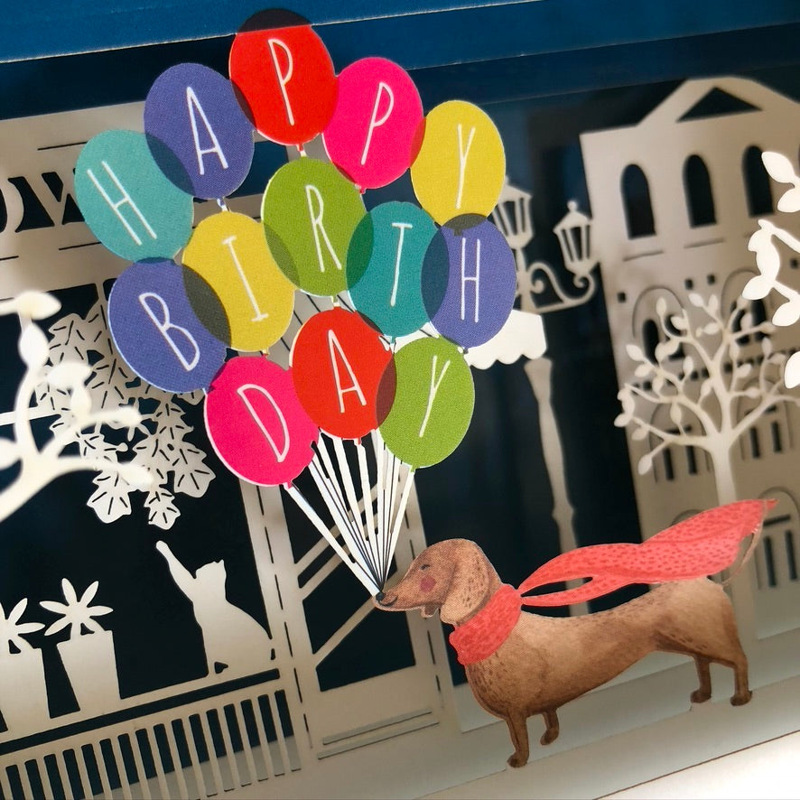 Message in a Bottle 3D Card - Birthday Balloon Dog MIB093