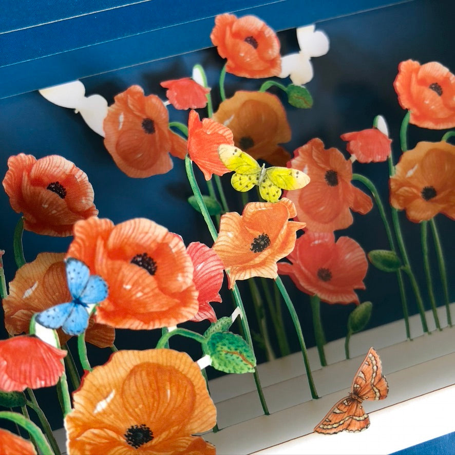 Message in a Bottle 3D Card - Poppies MIB045