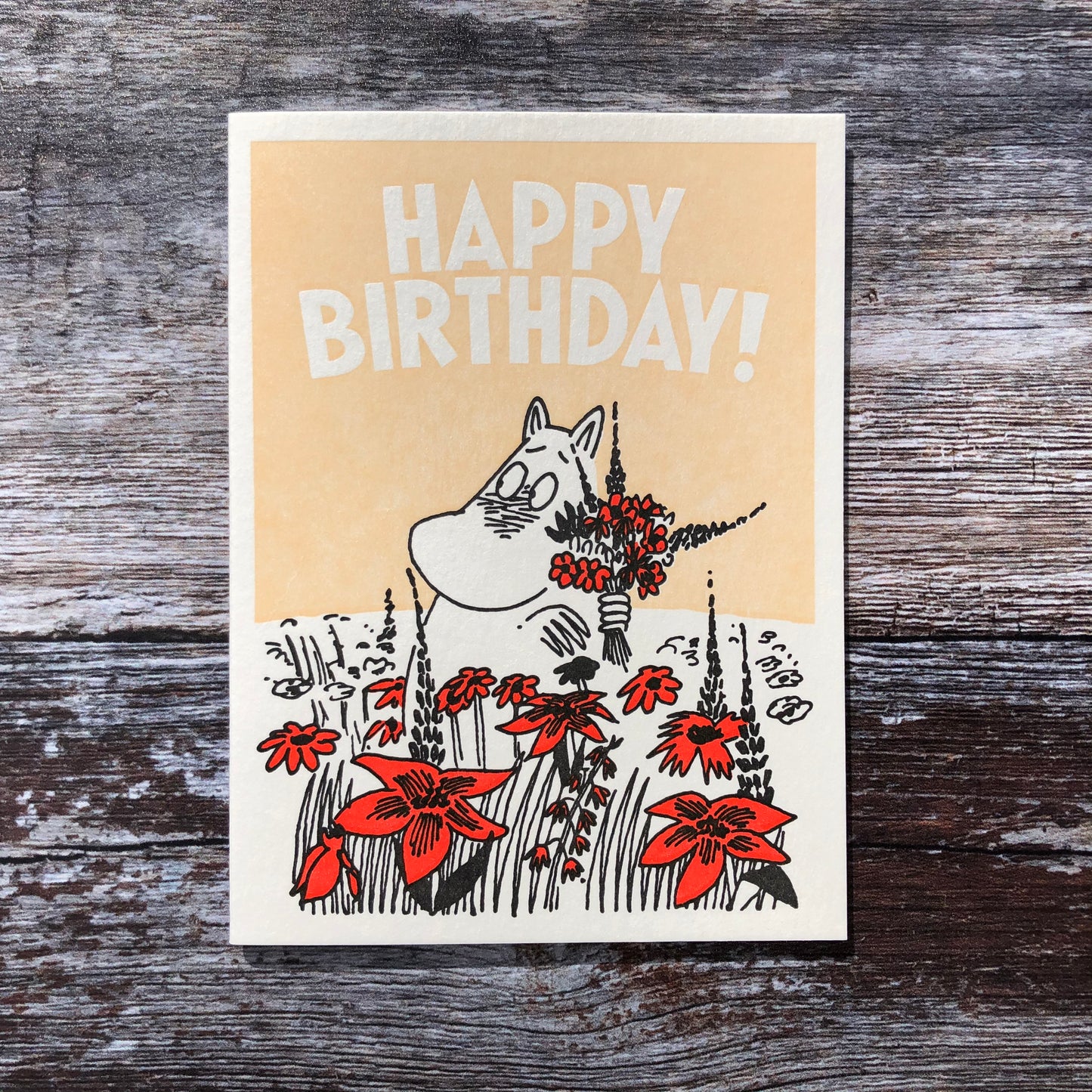 Moomin Happy Birthday Flowers Letterpress Card GLP016