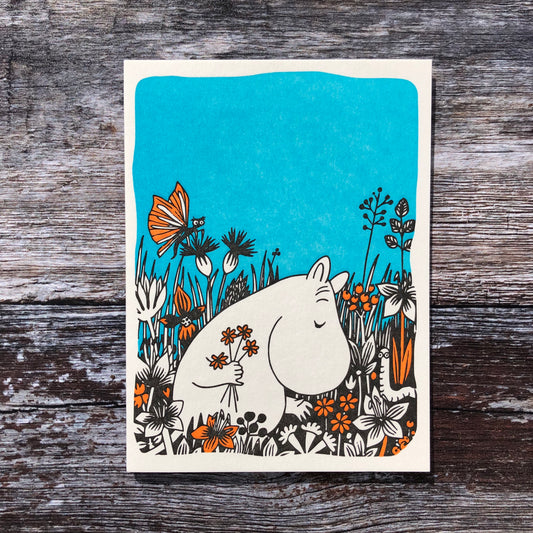 Moomin Flower Picking Letterpress Card GLP058