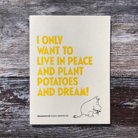 Moomin Potatoes and Dream Letterpress Card GLP036