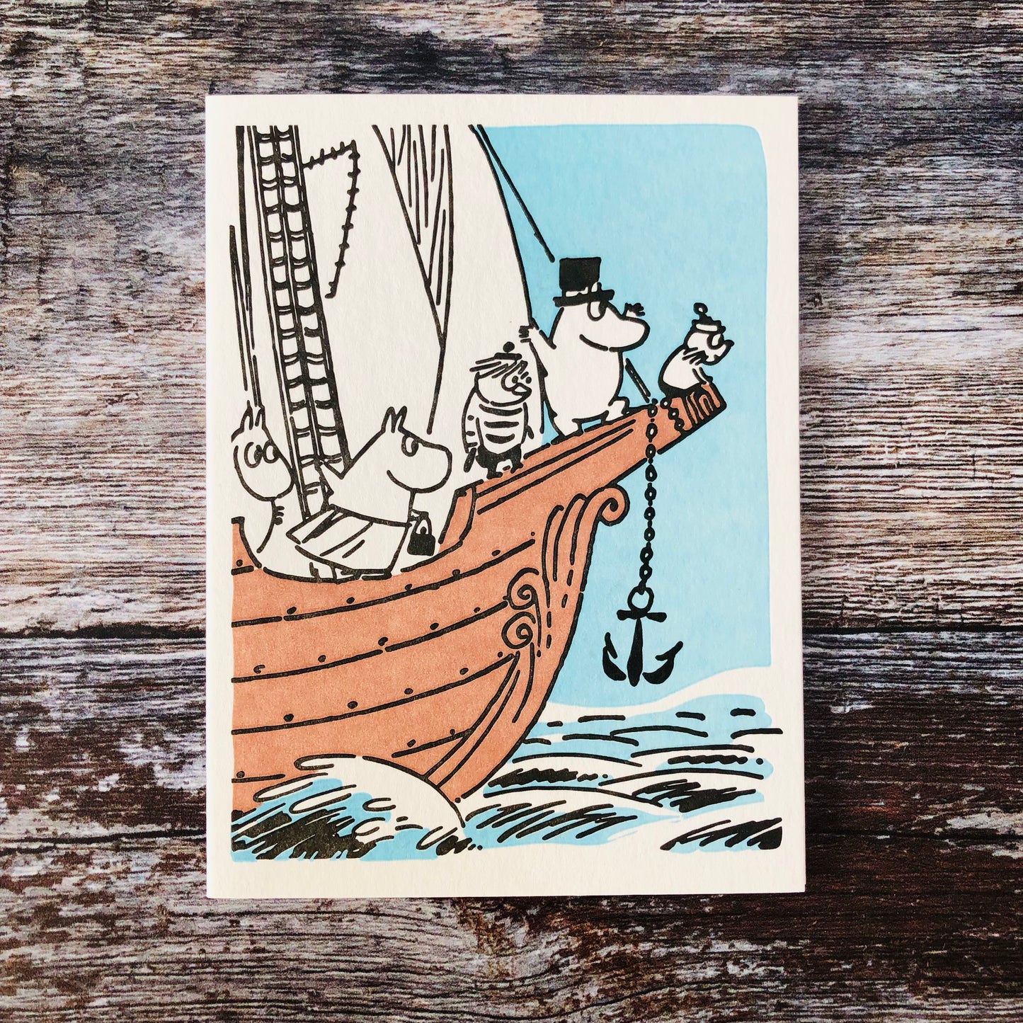 Moomin Ship Ahoy Letterpress Card GLP065