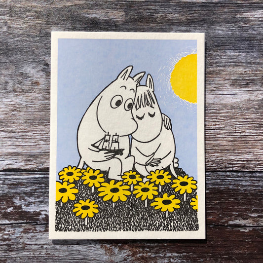Moomin Ship and Flowers Letterpress Card