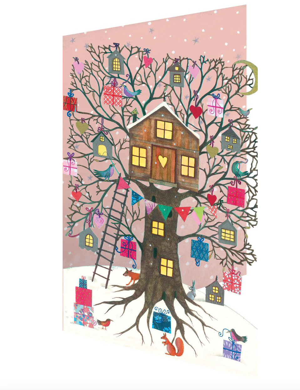 Treehouse (Peach) Lasercut Christmas Card by Jane Ray GCX995
