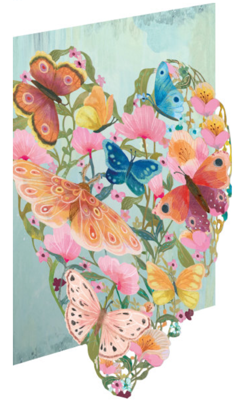 Butterfly Ball Heart Lasercut Card by Kendra Binney GC2300