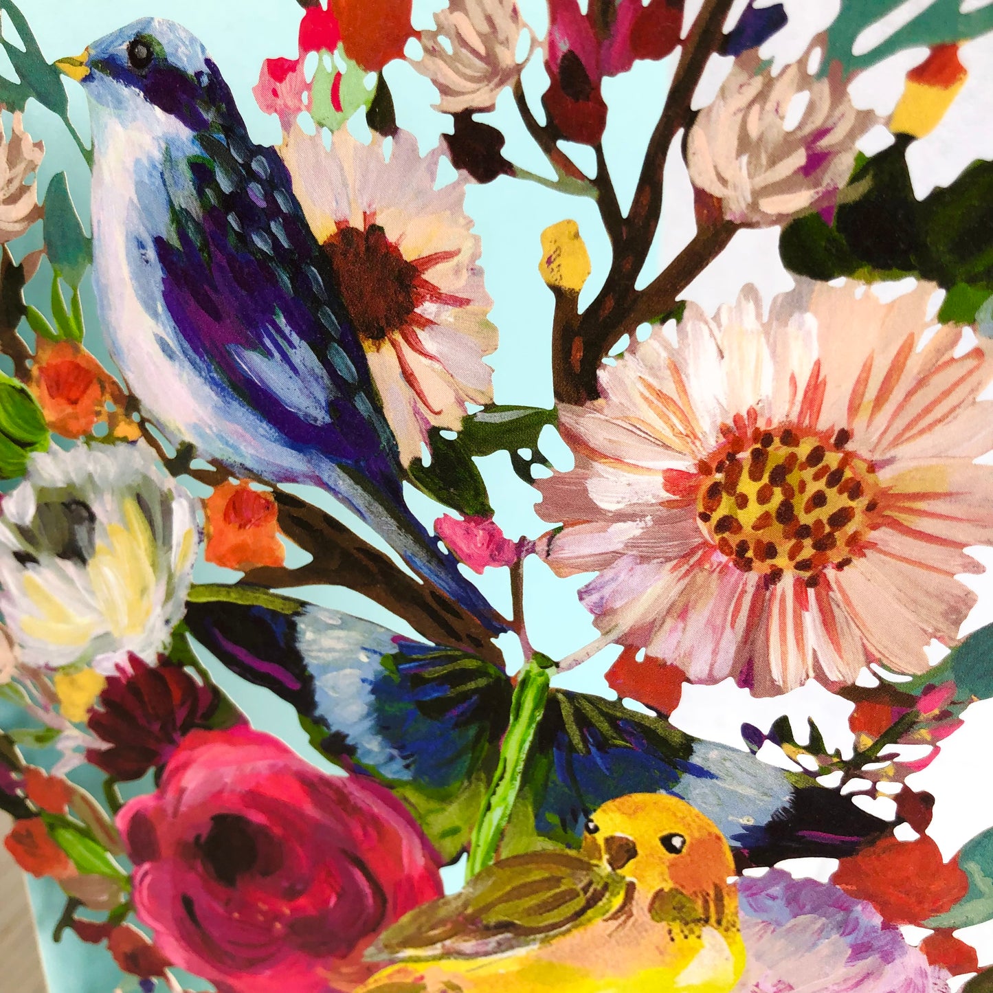 Wild Batik Floral Birds Lasercut Card by Jennifer Orkin Lewis GC2197