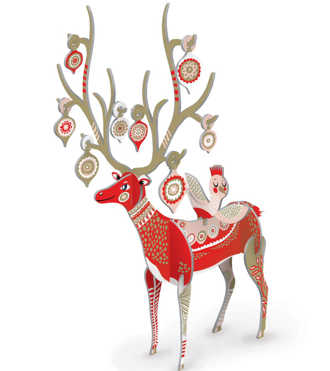 Mini Folksy Reindeer Pop and Slot Decoration POP086 (NOT an Advent Calendar)