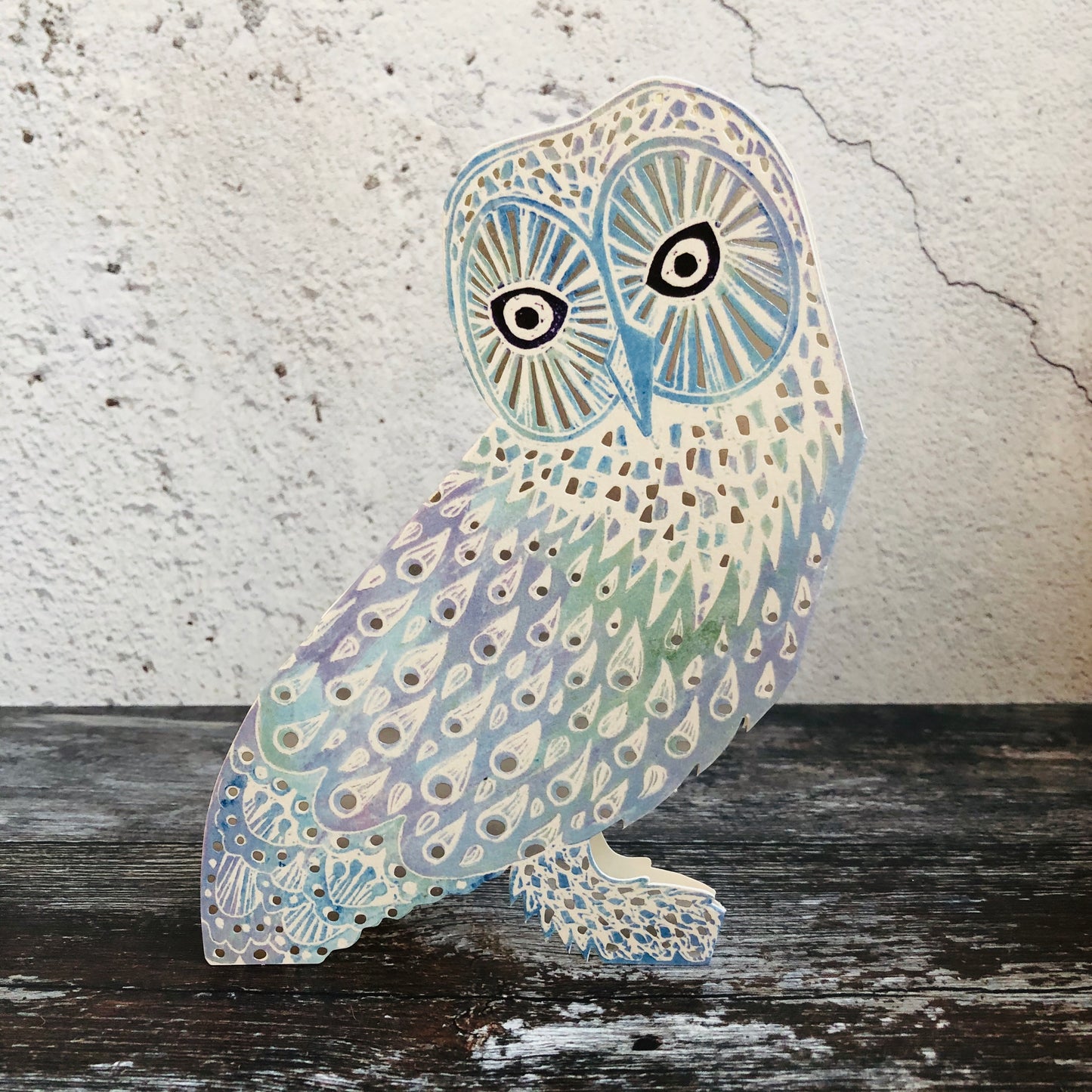 3D Snowy Owl by Printmaker Judy Lumley