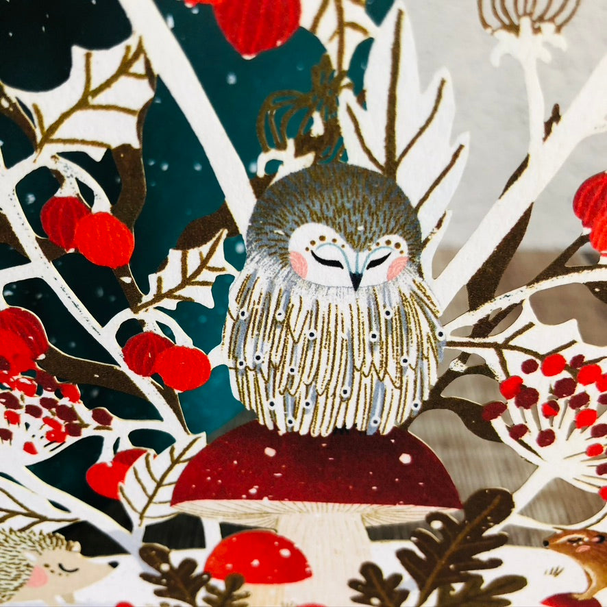 Woodland Owl Lasercut Christmas Card by Antoana Oreski GCX949